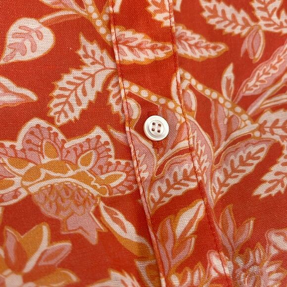 J.McLaughlin | Lois Linen Blouse Button Down Top Tropical Floral Orange Pink XS - Picture 5 of 10